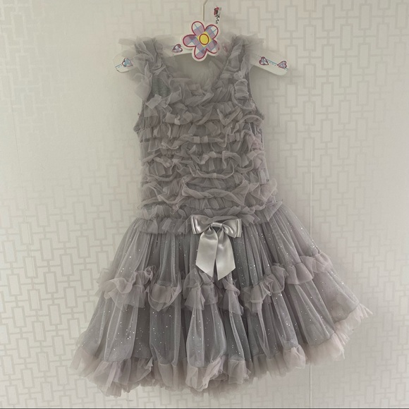 Popatu Girl’s Grey Ruffled Tutu Ballerina Dress, size M - Picture 2 of 12